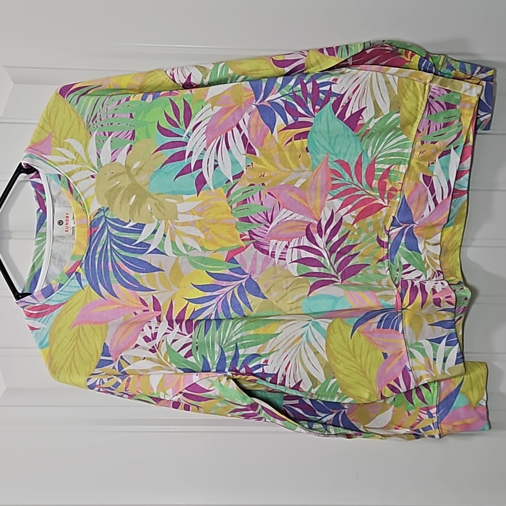 Sundry Colorful Leaf Print Sweatshirt